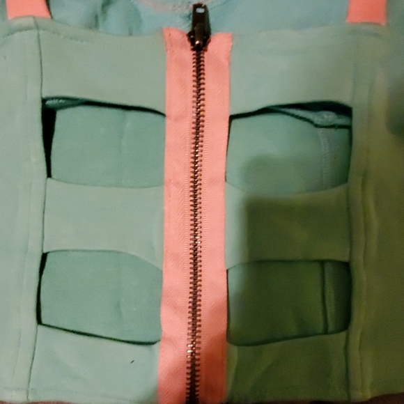 Pastel Pink and Blue Crop Top with Open Back - Picture 3 of 4